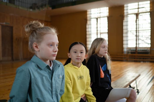 group of students exercising together