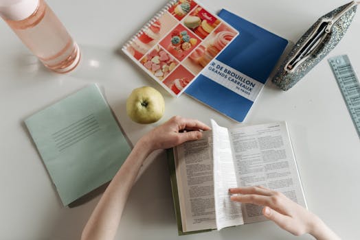 student organizing study materials