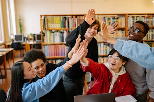 students celebrating academic success