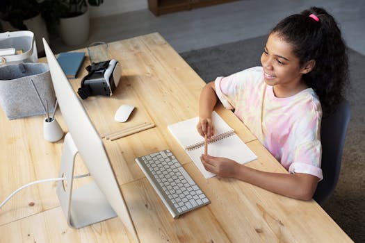 student studying online