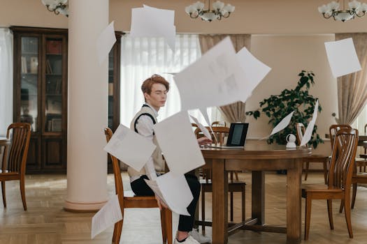 Student studying with books and laptop